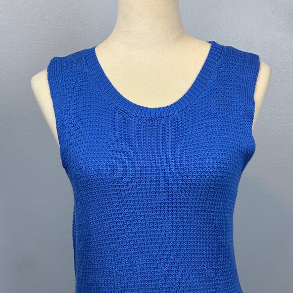 Vimpunec Crochet Knit Royal Blue Tank Top Ruffle Edge Dainty Feminine Med. Cute - Picture 4 of 7